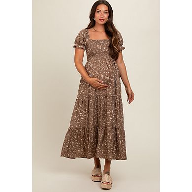 Maternity Floral Short Sleeve Maxi Dress