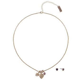 Hallmark Mother's Day Gold Tone Grandma Cluster Charm Necklace and Earring Set