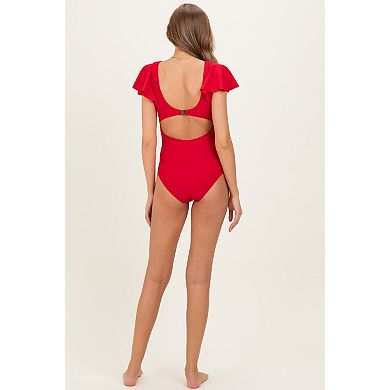 Maternity Crochet Accent One Piece Swimsuit