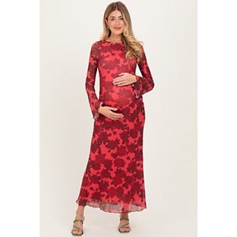 Maternity Floral Bell Sleeve Maxi Dress