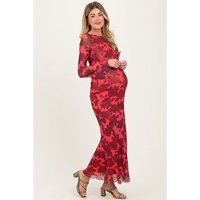 Maternity Floral Bell Sleeve Maxi Dress