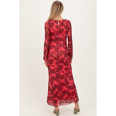 Maternity Floral Bell Sleeve Maxi Dress