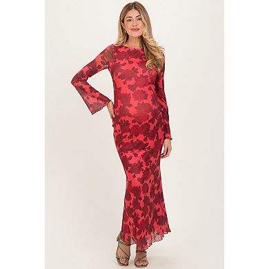 Maternity Floral Bell Sleeve Maxi Dress
