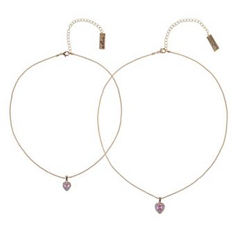 Hallmark Mother's Day Tear and Share Gold Tone Pink Heart Pendant Necklaces