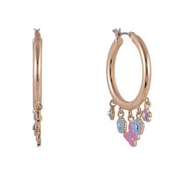 Hallmark Mother's Day Gold Tone Hoop Earrings with Enamel Drops