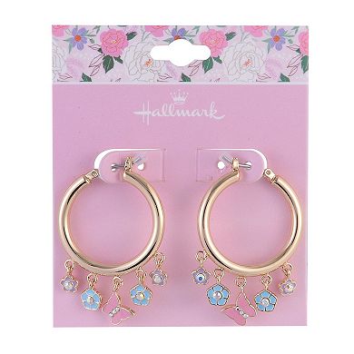 Hallmark Mother's Day Gold Tone Hoop Earrings with Enamel Drops