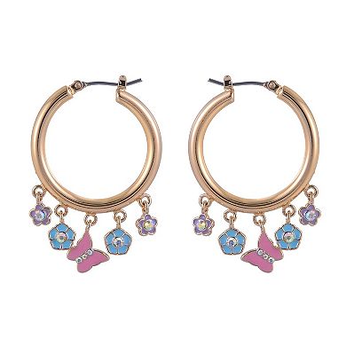 Hallmark Mother's Day Gold Tone Hoop Earrings with Enamel Drops