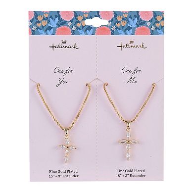 Hallmark Mother's Day Tear and Share Gold Tone Cross Pendant Necklaces