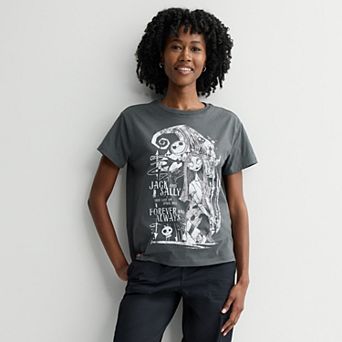 Juniors' Disney's The Nightmare Before Christmas Jack & Sally Forever Skimmer Graphic Tee