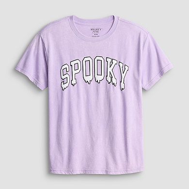 Juniors' Spooky Glow-In-The-Dark Drip Text Skimmer Graphic Tee