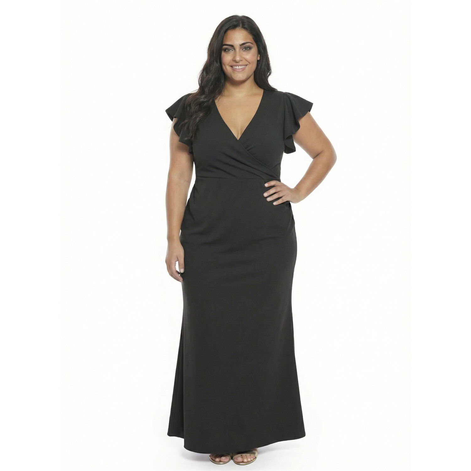Женские платья 24Seven Comfort Apparel Plus Size 24Seven Comfort Apparel V-Neck Tulip Hem Faux Wrap Maxi Dress