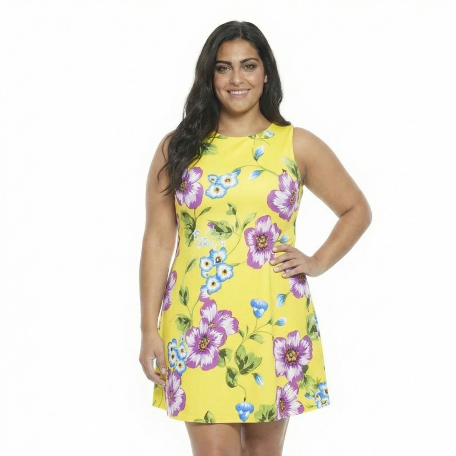 Женские платья 24Seven Comfort Apparel Plus Size 24Seven Comfort Apparel Round Neck Sleeveless A-Line Mini Shift Dress