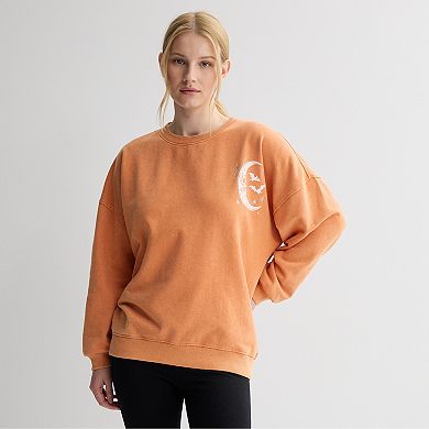 Juniors' Creep It Real Moon Oversized Graphic Pullover
