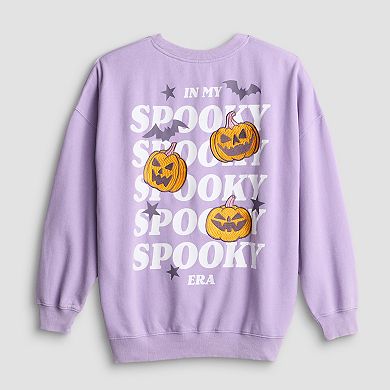 Juniors' In My Spooky Era Pumpkin Oversized Graphic Pullover