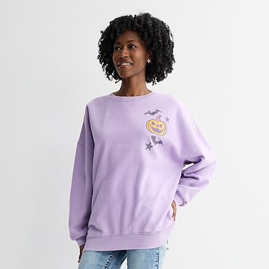Juniors' In My Spooky Era Pumpkin Oversized Graphic Pullover
