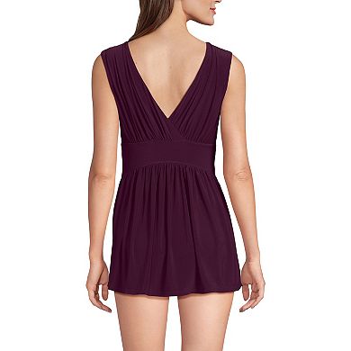 Women's Lands' End High Neck Ruched Swim Dress