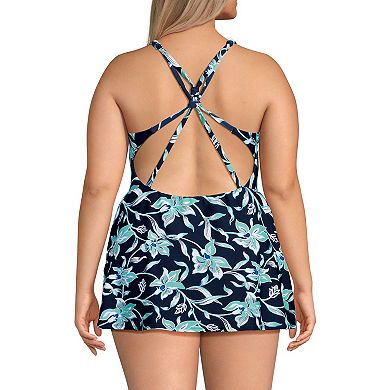 Women's Lands' End Tugless QuickDry Strappy Back Mini Swim Dress