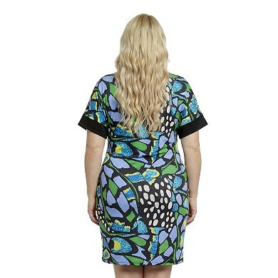 Plus Size 24Seven Comfort Apparel Essential Butterfly Short Sleeve T-Shirt Dress