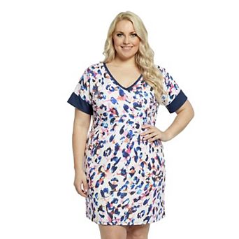 Plus Size 24Seven Comfort Apparel Abstract Knee Length T-Shirt Dress