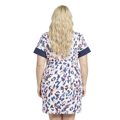 Plus Size 24Seven Comfort Apparel Abstract Knee Length T-Shirt Dress