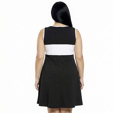 Plus Size 24Seven Comfort Apparel Sleeveless Round Neck Knee Length Soft Flare A-Line Dress