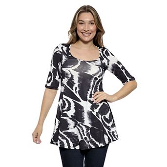 Women's 24Seven Comfort Apparel Abstract Scoopneck Tunic Top