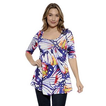 Women's 24Seven Comfort Apparel Butterfly Scoopneck Tunic Top