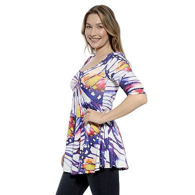 Women's 24Seven Comfort Apparel Butterfly Scoopneck Tunic Top