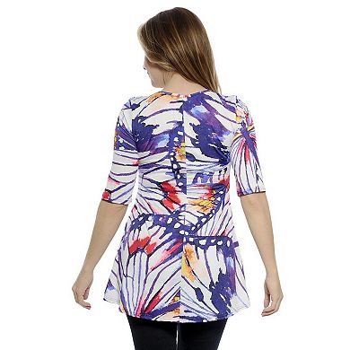 Women's 24Seven Comfort Apparel Butterfly Scoopneck Tunic Top
