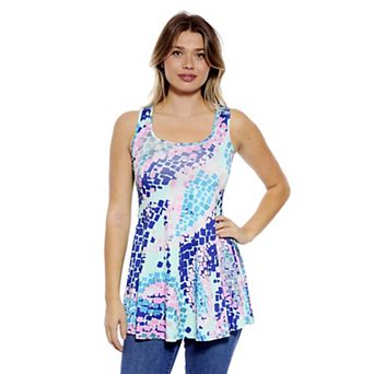 Women's 24Seven Comfort Apparel Abstract Scoop Neck Tunic Tank Top