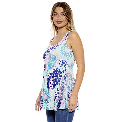 Women's 24Seven Comfort Apparel Abstract Scoop Neck Tunic Tank Top