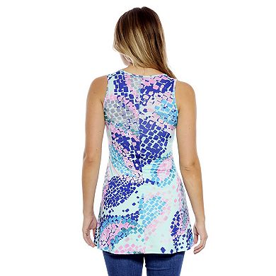 Women's 24Seven Comfort Apparel Abstract Scoop Neck Tunic Tank Top