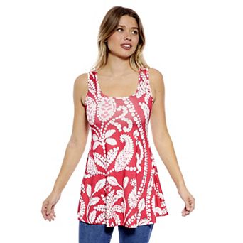 Women's 24Seven Comfort Apparel Paisley Scoop Neck Tunic Tank Top