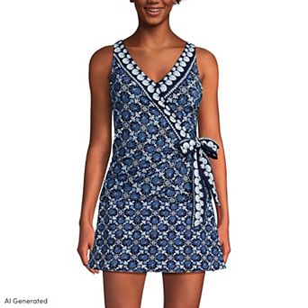 Women's Lands' End Side Tie Tankini Swim Top