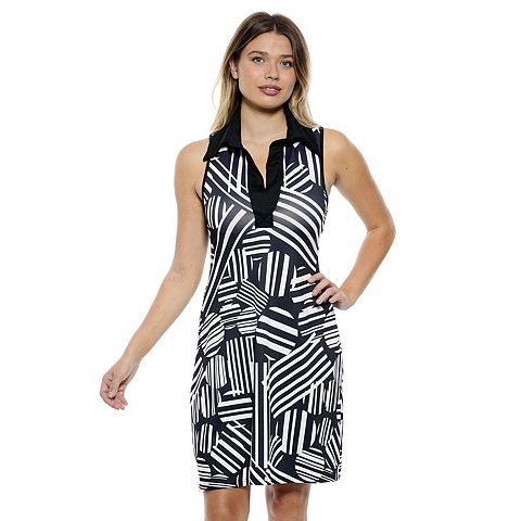 Женские платья 24Seven Women's 24Seven Comfort Apparel Geometric Sleeveless Collared A-Line Dress