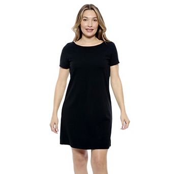 Women's 24Seven Comfort Apparel Solid Short Sleeve Round Neck Mini Shift Dress