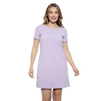 Women's 24Seven Comfort Apparel Solid Short Sleeve Round Neck Mini Shift Dress