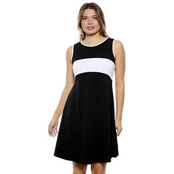 Women's 24Seven Comfort Apparel Sleeveless Round Neck Knee Length Flare A-Line Dress