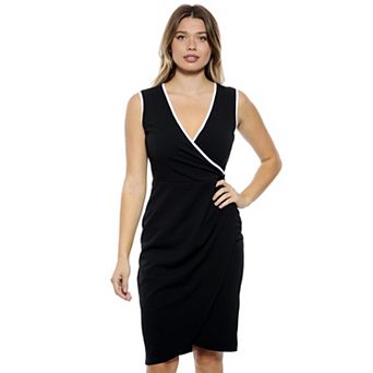 Women's 24Seven Comfort Apparel V-Neck Faux Wrap Midi Dress