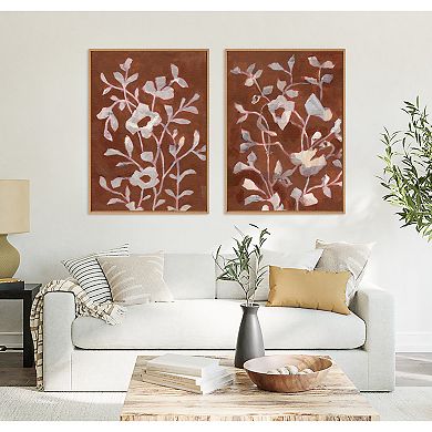 Sylvie Beaded Botanical Harmony I and II Framed Canvas Art Set by Nikita Jariwala