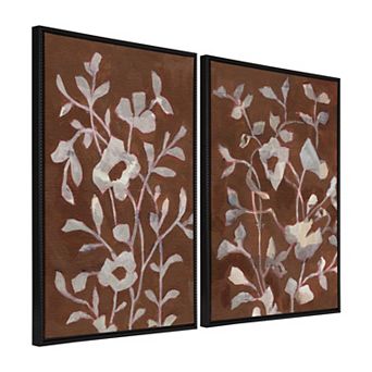 Sylvie Beaded Botanical Harmony I and II Framed Canvas Art Set by Nikita Jariwala