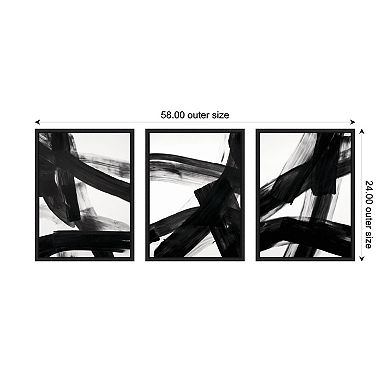 Black Mark No. 1, No. 2, & No. 3 3 Piece Framed Canvas Wall Art Set by Amy Lighthall