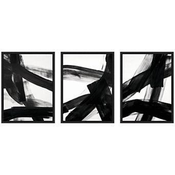 Black Mark No. 1, No. 2, & No. 3 3 pc Framed Canvas Wall Art Set by Amy Lighthall