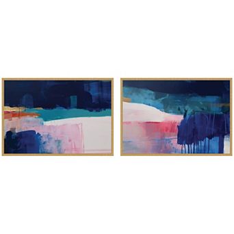 Blue Current No. 1 & No. 2 2 pc Framed Canvas Wall Art Set by Amy Lighthall