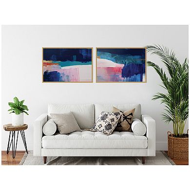 Blue Current No. 1 & No. 2 2 Piece Framed Canvas Wall Art Set by Amy Lighthall