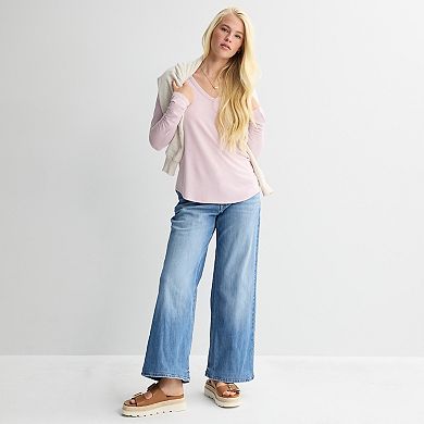 Juniors' SO® Long Sleeve V-Neck Tee