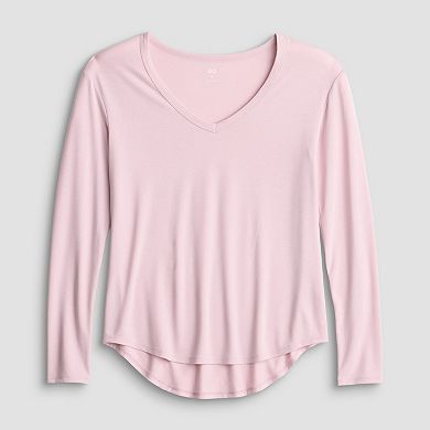 Juniors' SO® Long Sleeve V-Neck Tee
