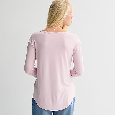 Juniors' SO® Long Sleeve V-Neck Tee