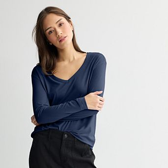 Juniors' SO® Long Sleeve V-Neck Tee