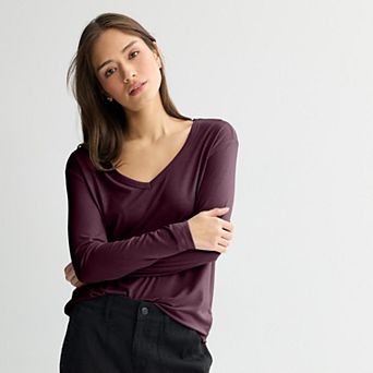 Juniors' SO® Long Sleeve V-Neck Tee